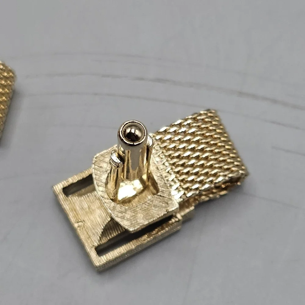 Vintage MCM Gold Tone Smoky Amber Tone Mesh Wrap Cufflinks Quiet Luxury Preppy